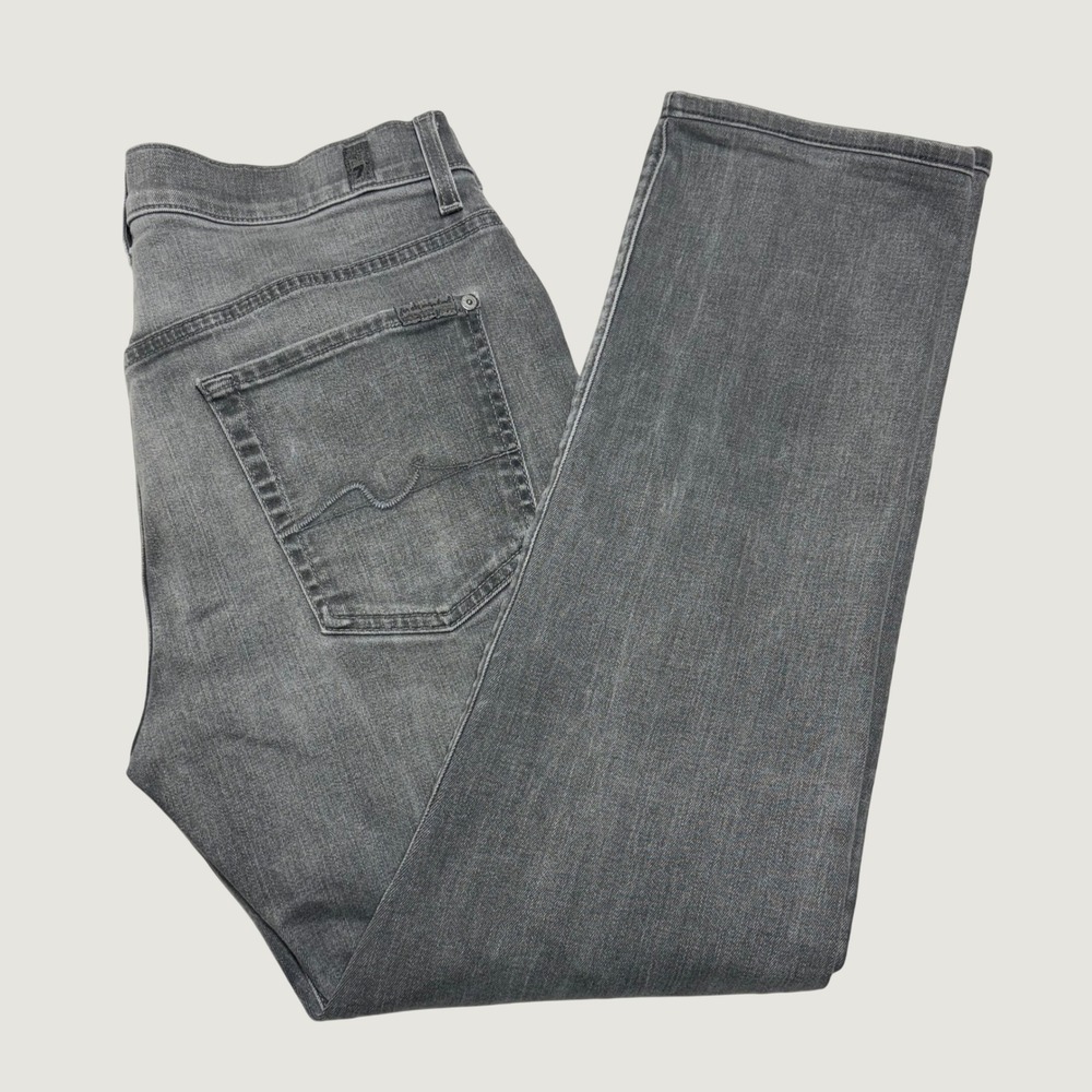 7 For All Mankind The Straight Mens 32 Gray Luxe Performance Stretch Jeans USA